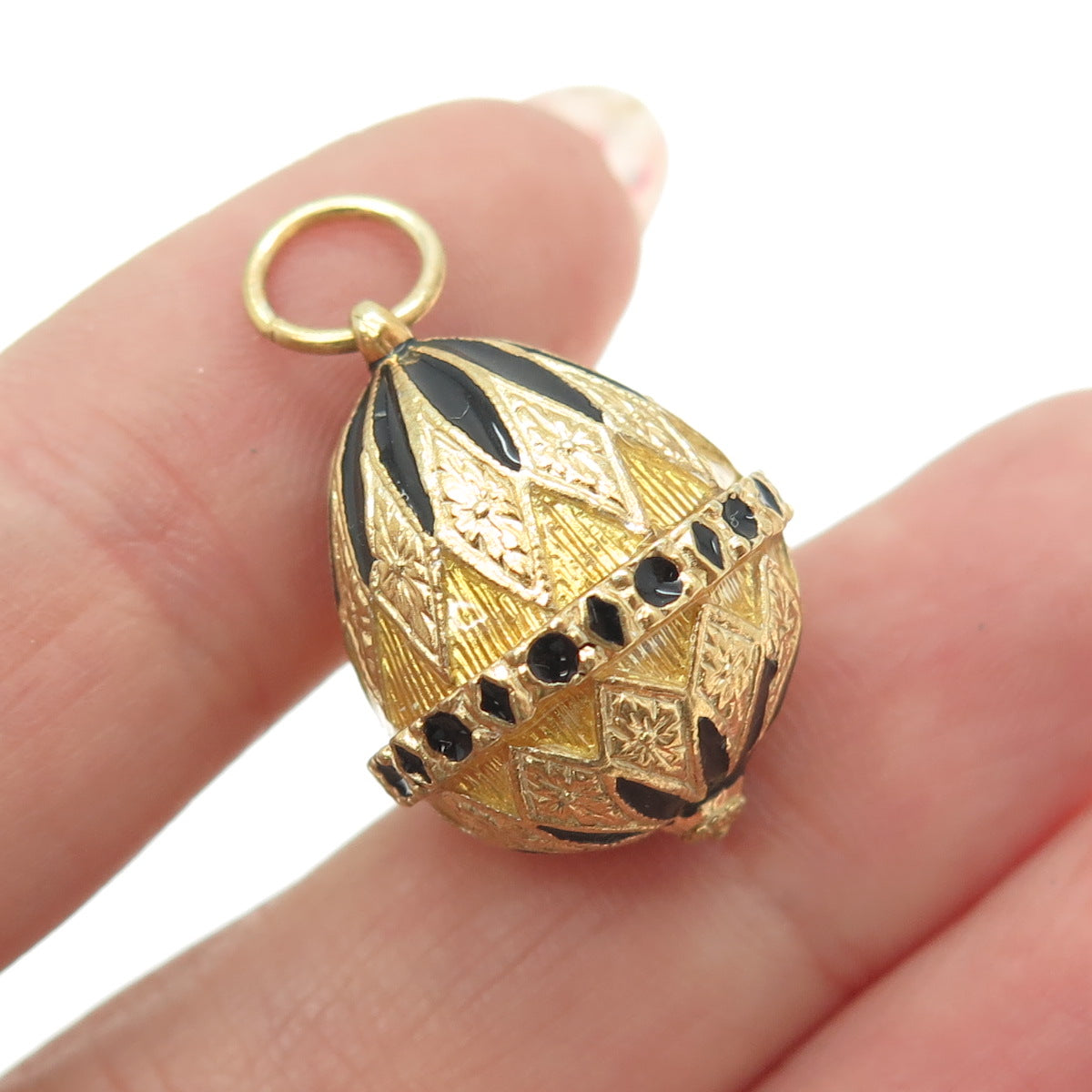 925 Sterling Silver Vintage Vermeil Enamel Royal Easter Egg Charm Pendant