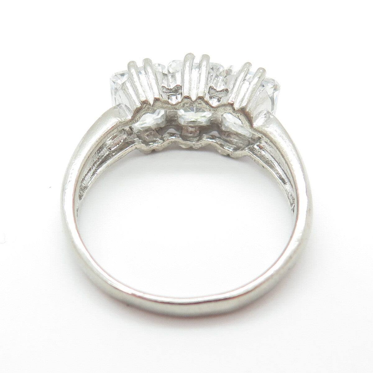 925 Sterling Silver Radiant-Cut C Z Promise Ring Size 10.75