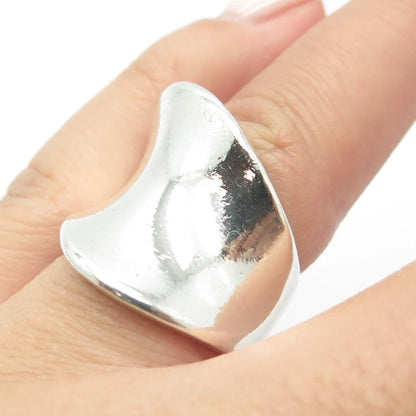 925 Sterling Silver Vintage Mexico Modernist Wide Ring Size 6.25