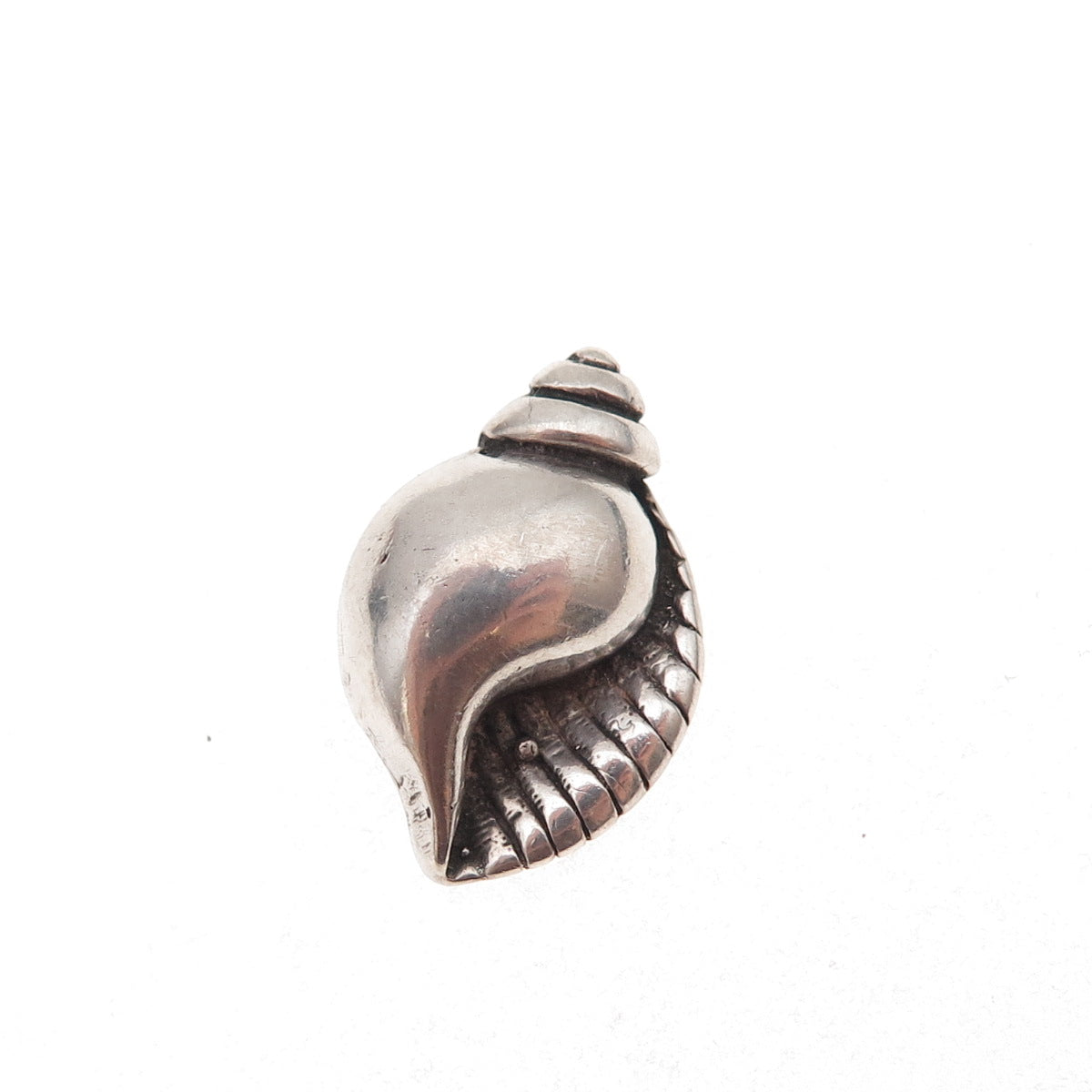 925 Sterling Silver Vintage Seashell Oxidized 3D Slide Charm Pendant
