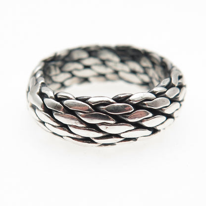 925 Sterling Silver Vintage Braided Oxidized Band Ring Size 7.25