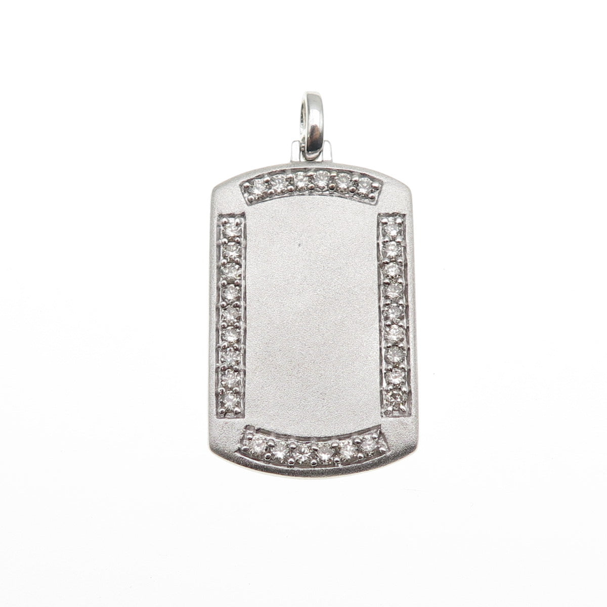 JANE SEYMOUR 925 Sterling Silver Real Round-Cut Diamond Tag Charm Pendant