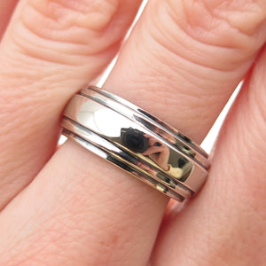 Chapal Zenray 925 Sterling Silver Vintage Modernist Oxidized Band Ring Size 7
