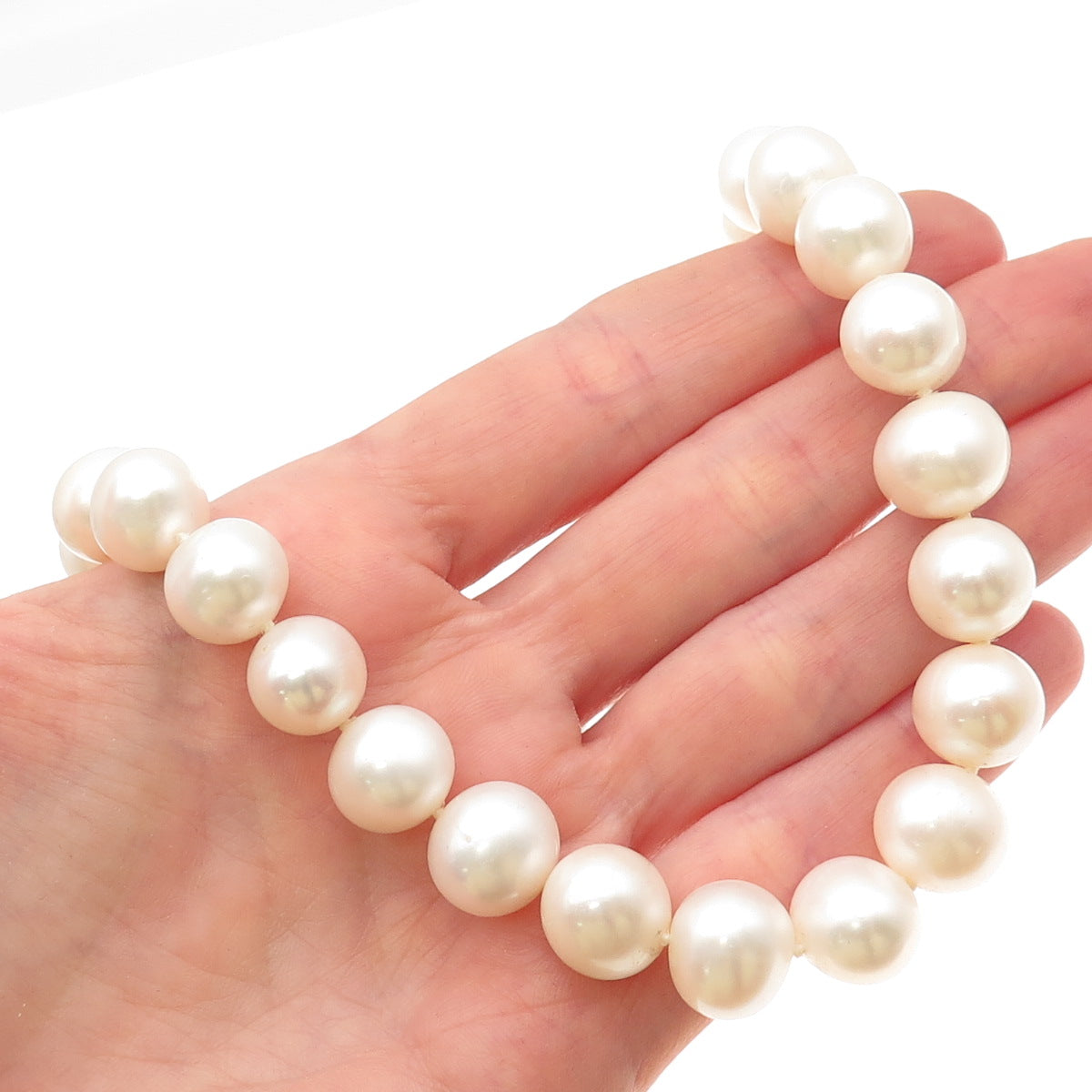 LUCAS LAMETH 925 Sterling Silver Vintage Real Baroque Pearl Beaded Necklace 20"