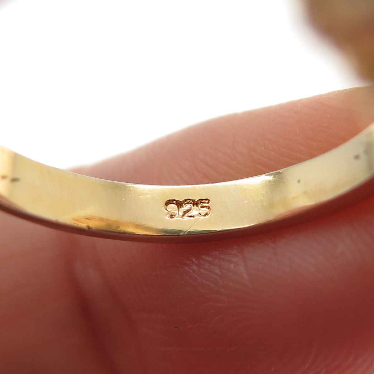 925 Sterling Silver Gold Plated Blue & White C Z Ring Size 8.25