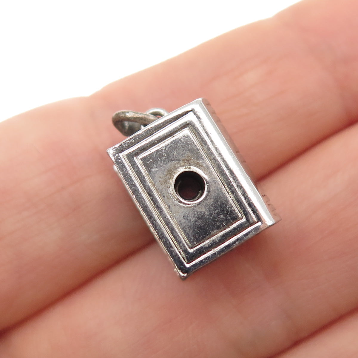 WELLS 925 Sterling Silver Antique Art Deco Stanhope Holy Bible Mini 3D Pendant