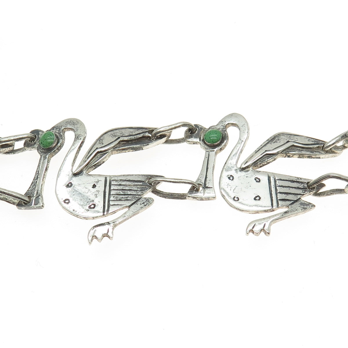 GRAZIELLA LAFFI 925 Sterling Silver Vintage Peru Turquoise Pelican Bracelet 8"