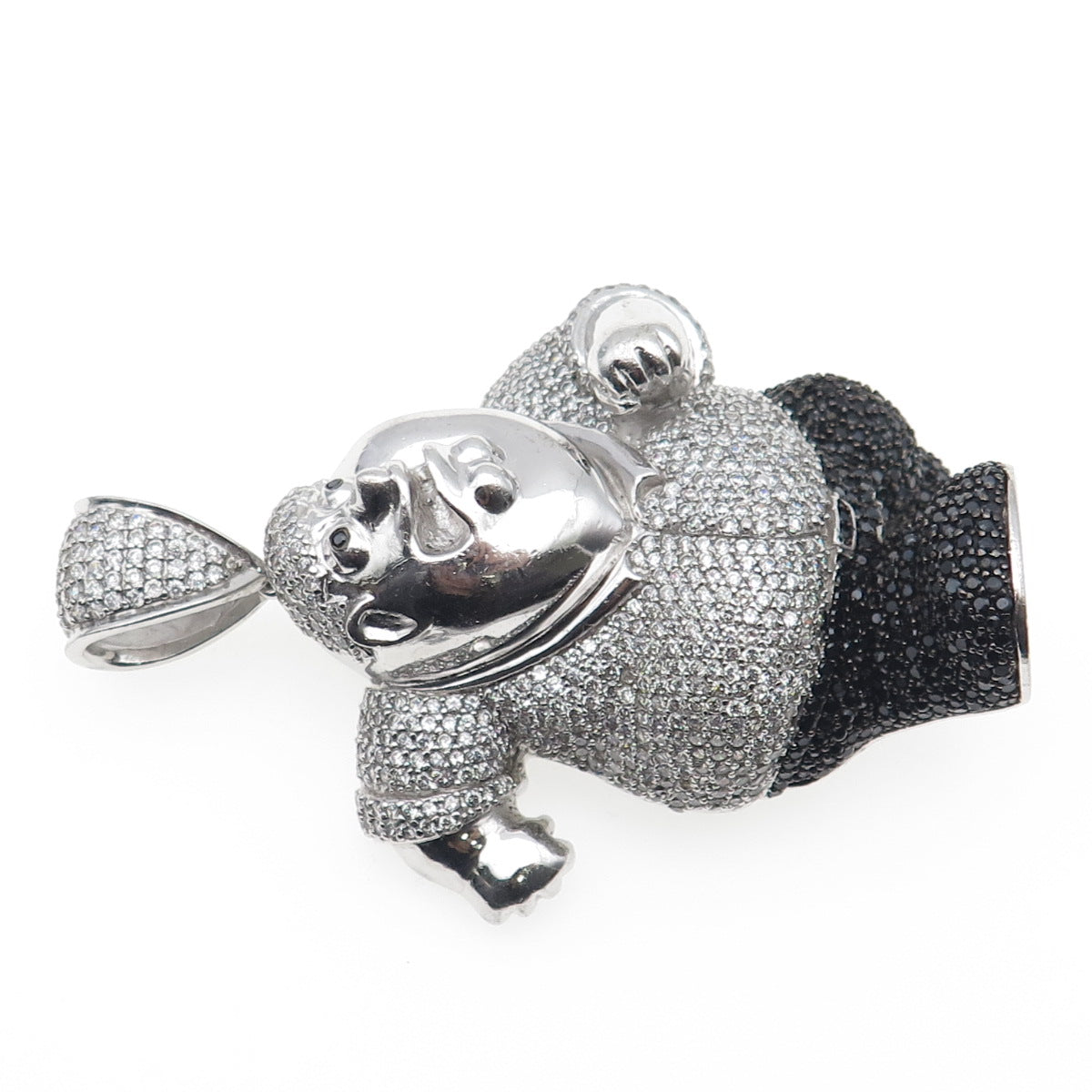 925 Sterling Black & White C Z Peter Griffin Family Guy Heavy 92.0g Pendant