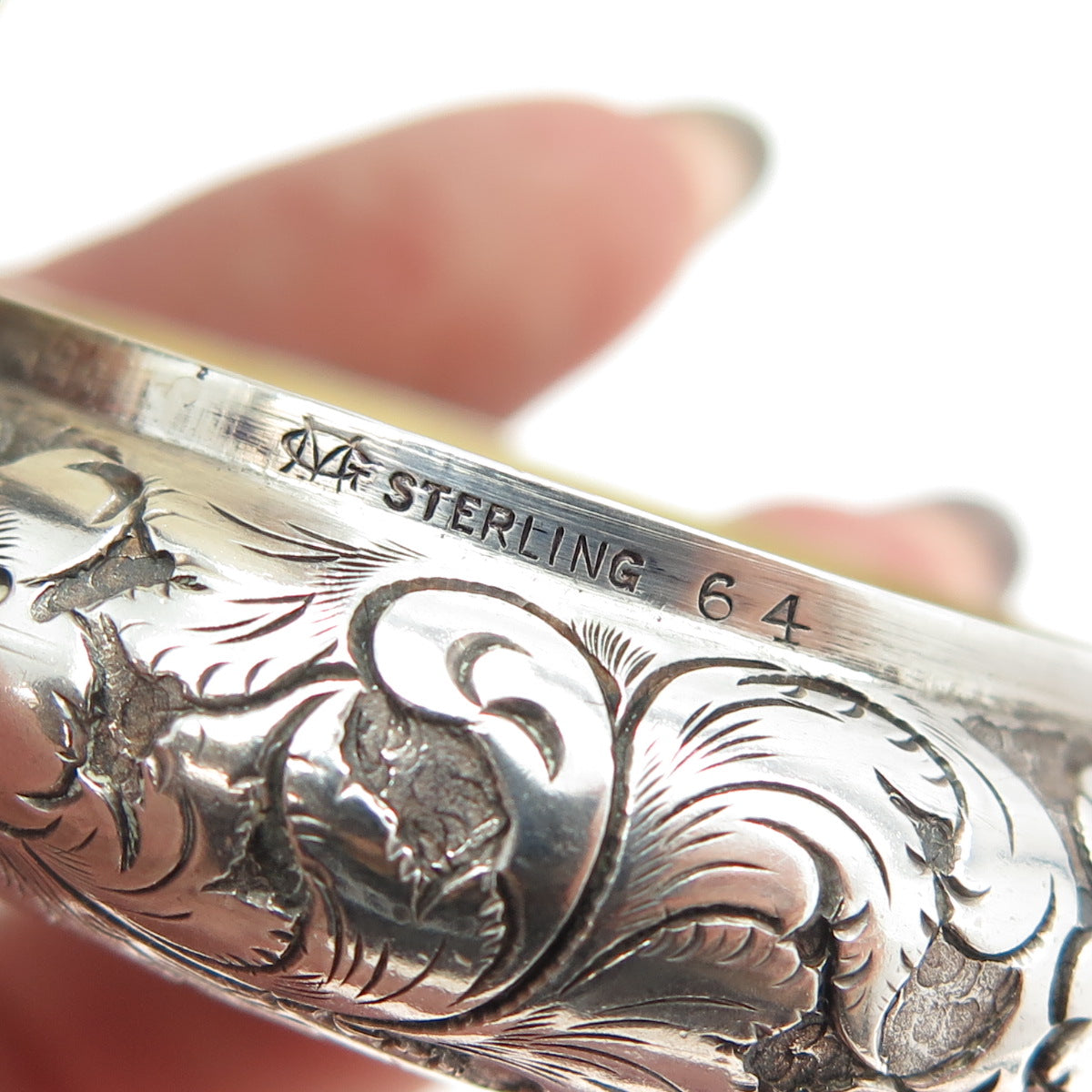 METALLURGIC ART Sterling Silver Antique Art Deco Engraved Floral Jewelry Box #64