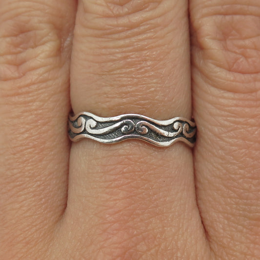 BRIGHTON 925 Sterling Silver Vintage Wavy Swirl Band Ring Size 8