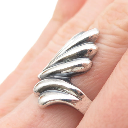 Chapal Zenray 925 Sterling Silver Vintage Modernist Wing Oxidized Ring Size 8.25