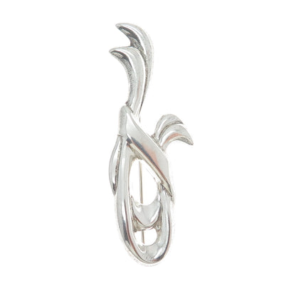 925 Sterling Silver Vintage Modernist Ribbon Pin Brooch