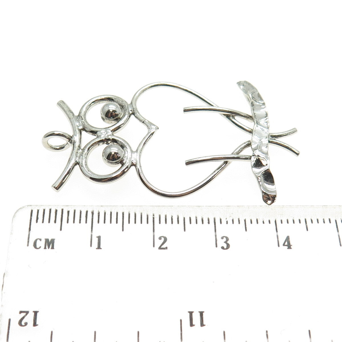 A & Z 925 Sterling Silver Vintage Wise Owl Modernist Pendant