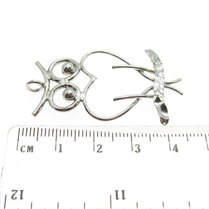 A & Z 925 Sterling Silver Vintage Wise Owl Modernist Pendant