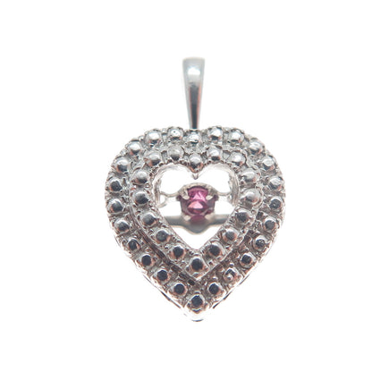 925 Sterling Silver Pink Round-Cut Shaped C Z Open Heart Minimalist Pendant