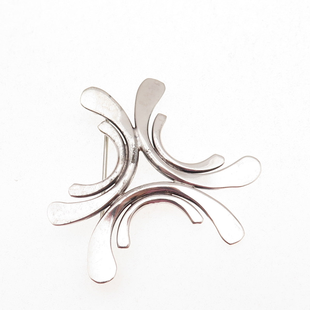 925 Sterling Silver Vintage Modernist Oxidized Pin Brooch