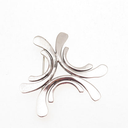 925 Sterling Silver Vintage Modernist Oxidized Pin Brooch