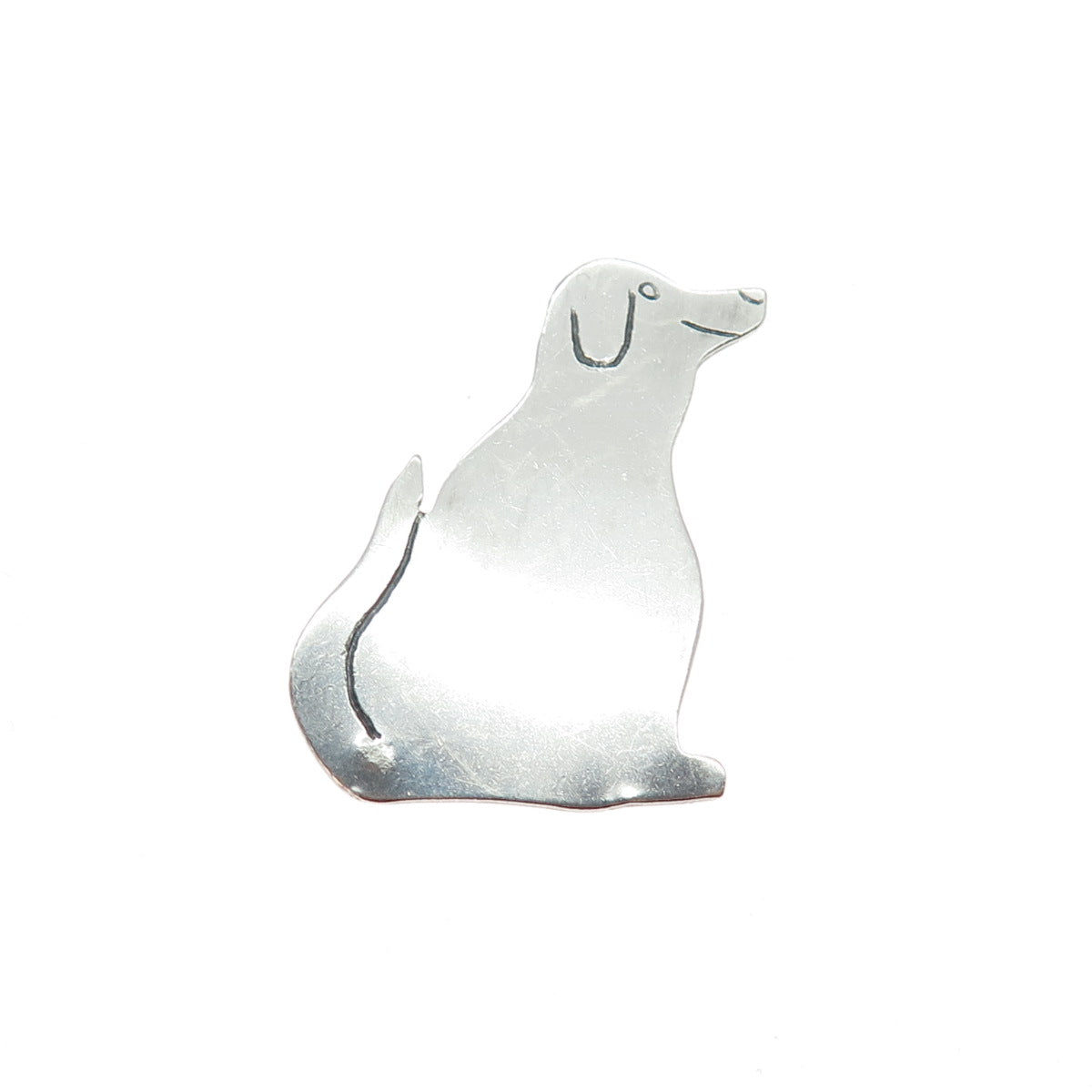 L+M ARIS 925 Sterling Silver Vintage Modernist Dog Slide Pendant