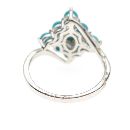 925 Sterling Silver Real Sleeping Beauty Turquoise & Apatite Ring Size 9