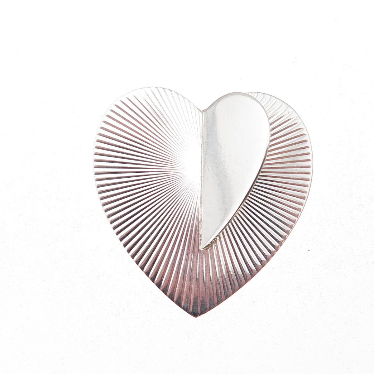 925 Sterling Silver Vintage EDI Modernist Heart Pin Brooch
