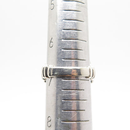925 Sterling Silver Vintage Fence Ribbed Ring Size 7