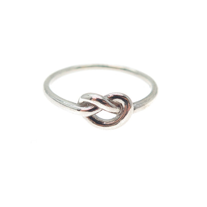 925 Sterling Silver Vintage Heart Love Knot Ring Size 6
