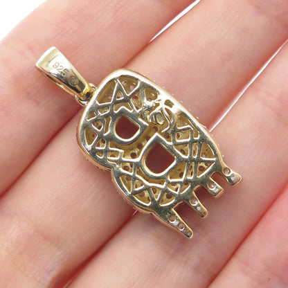 925 Sterling Silver Gold Plated Round-Cut Shaped C Z Letter B Sparkle Pendant