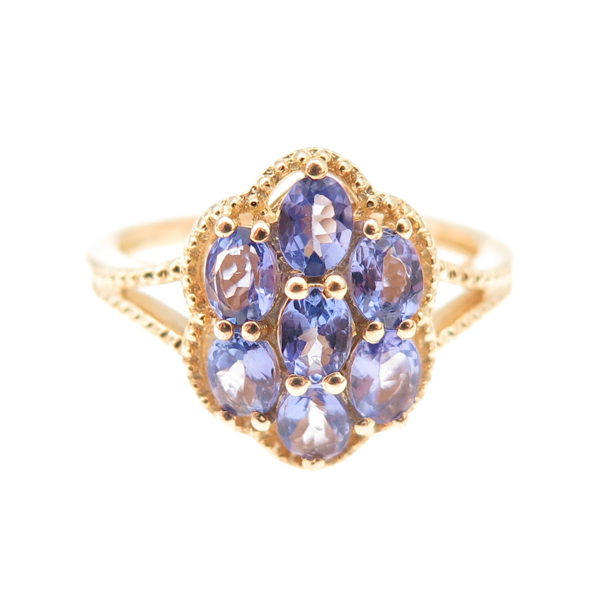 Chuck Clemency 925 Sterling Silver Gold Plated Real Tanzanite Ring Size 8.25