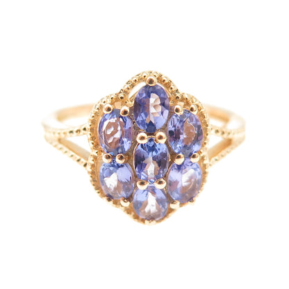 Chuck Clemency 925 Sterling Silver Gold Plated Real Tanzanite Ring Size 8.25