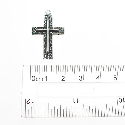 925 Sterling Silver Vintage Cross Oxidized Charm Pendant
