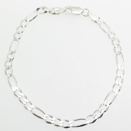 HAN 925 Sterling Silver Italy Figaro Link Bracelet 7.5"