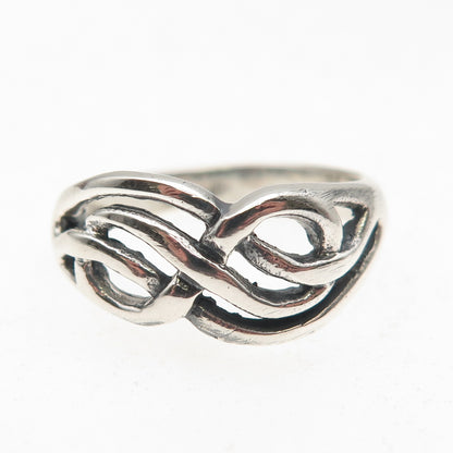 925 Sterling Silver Vintage Modernist Infinity Oxidized Ring Size 10