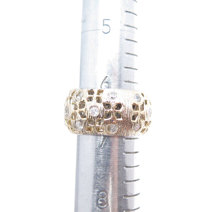 925 Sterling Silver 2-Tone Vintage Round-Cut C Z Flower Band Ring Size 7