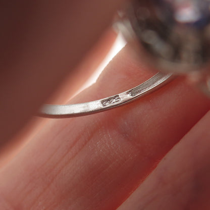 Chuck Clemency 925 Sterling Silver Real Tanzanite & White Topaz Ring Size 8