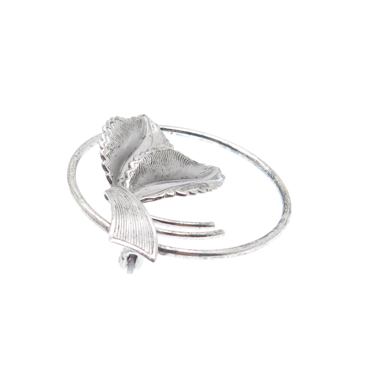 CURTIS CURTMAN 925 Sterling Silver Vintage Floral Leaf Pin Brooch