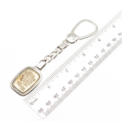 950 Silver 2-Tone Vintage Leo Zodiac Sign Key Fob Chain Holder