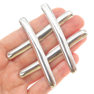 925 Sterling Silver Vintage Mexico Hashtag Symbol Large Pin Brooch