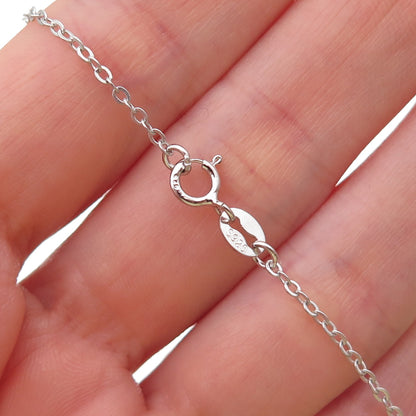 925 Sterling Silver Real Cat's Eye & C Z Cable Chain Necklace 18"