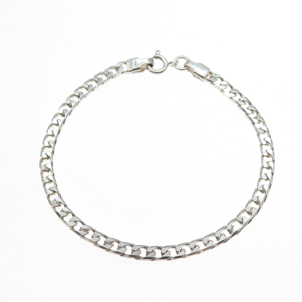 925 Sterling Silver Vintage Italy Curb Link Bracelet 7"