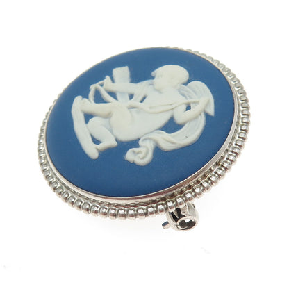 WEDGWOOD 925 Sterling Silver Vintage England Cameo Cupid Pin Brooch #76