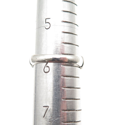 925 Sterling Silver Vintage Oval-Cut C Z Ribbed Ring Size 6