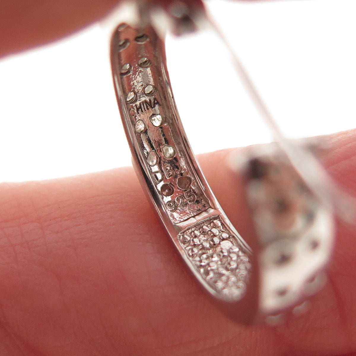 DEE BERKLE 925 Sterling Silver Real Round-Cut Diamond In & Out Hoop Earrings