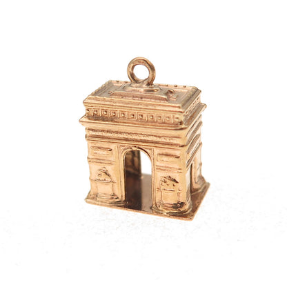18K Gold Antique Arc de Triomphe 3D Charm Pendant