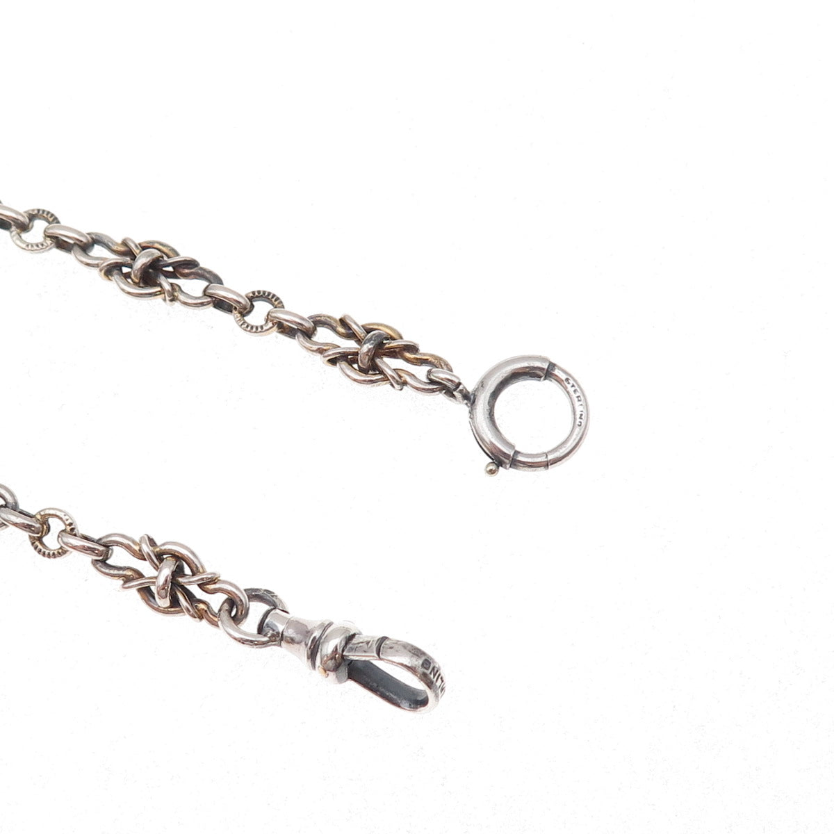 925 Sterling Silver Antique Art Deco Anchor Pocket Watch Chain 14"