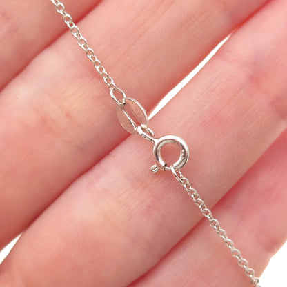 925 Sterling Silver Round-Cut C Z Heart Cable Chain Necklace 18"