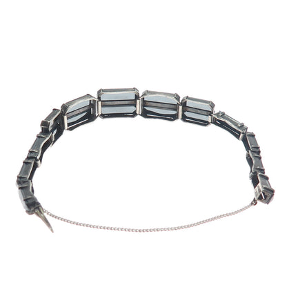 925 Sterling Silver Antique Germany Real Hematite & Marcasite Bracelet 7"