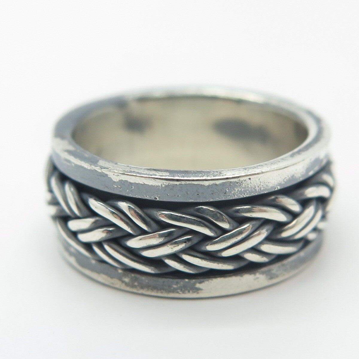 925 Sterling Silver Vintage Rotating Braided Band Ring Size 7.75