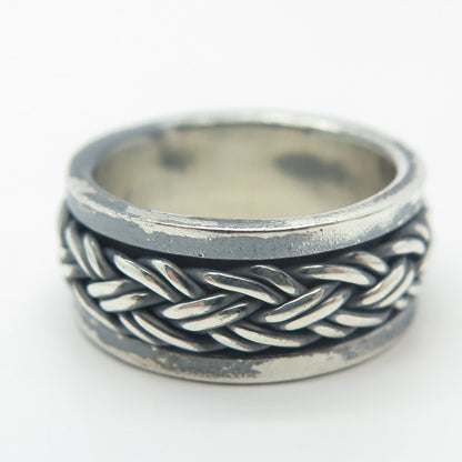 925 Sterling Silver Vintage Rotating Braided Band Ring Size 7.75