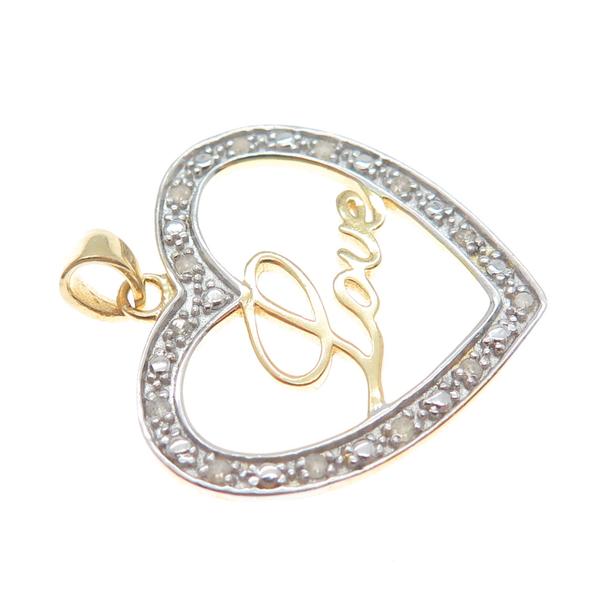 HAN 925 Sterling Silver Gold Plated Real Diamond Love Heart Minimalist Pendant