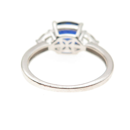 Richline Sterling Silver Real White Topaz & Lab-Created Sapphire Ring Size 6.75